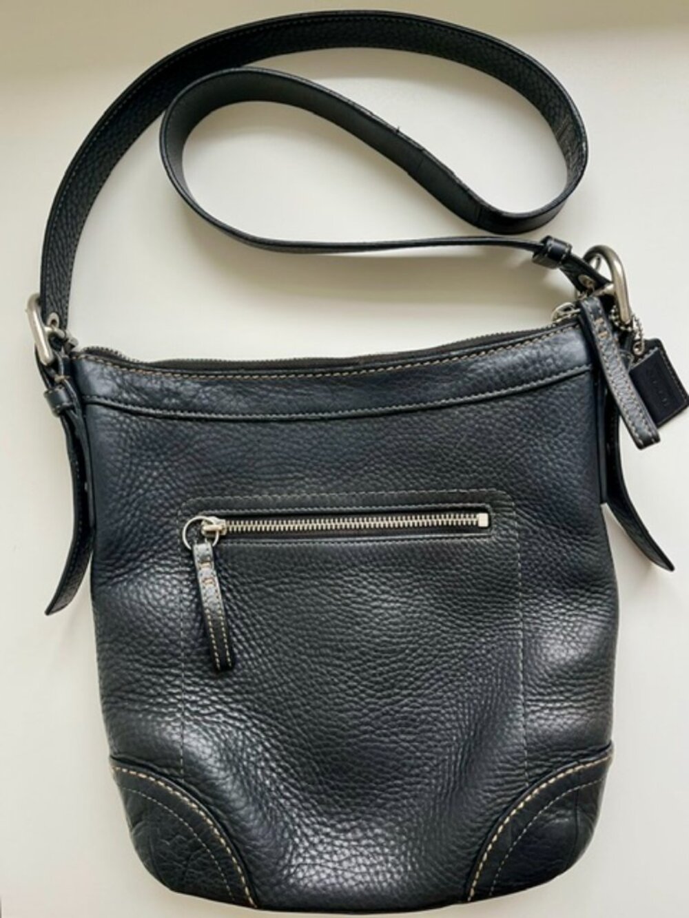 Coach Black Pebbled Black Leather Crossbody Bag - Picture 2 of 10